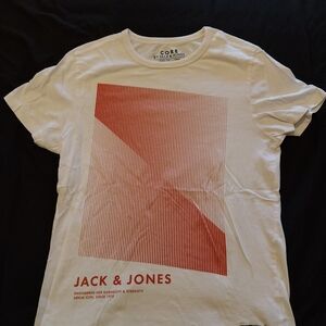 Jack & Jones White and Red Men's T-Shirt